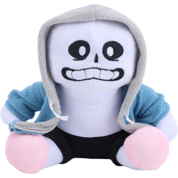Pluszowa Zabawka Sans Gra Undertale GadżEty Szkielet Wypchana Lalka Z Niebieskim Kapturem RóżOwe Kapcie Kolekcjonerski Prezent Urodzinowy Dla FanóW 19Cm White-image
