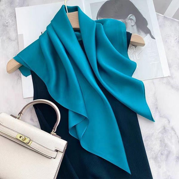 Bufanda 100% Seda Natural Para Mujer Foulard Liso Alta Calidad PañUelo Para La Cabeza Femenino Chal Envoltorio Cuadrado Moda Hijab PañUelos Bandana Y1963Yy-Real Silk 65X65Cm-image