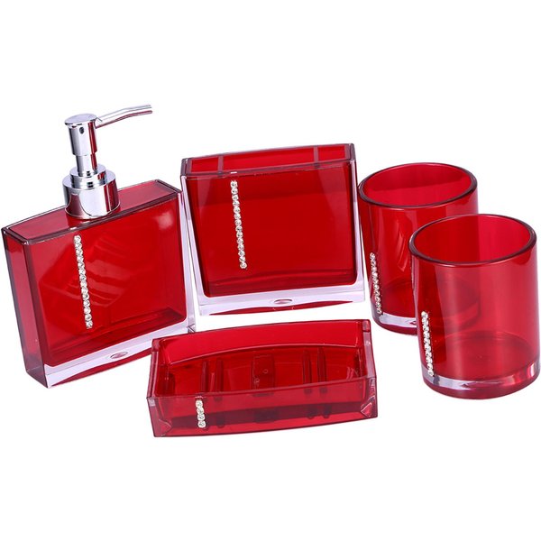 Set De 5 Piezas Accesorios De BañO AcríLico Vaso Para BañO Botella Soporte Para Cepillos De Dientes Jabonera-image