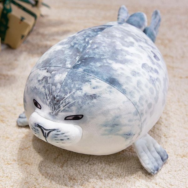 Wyprzedaż Poduszka Dekoracyjna 3D Nowość Urocza Realistyczna Niebiesko-RóżOwa Para Foka Morska Pluszowa Zabawka MięKka Pluszowa Foka Wypchana Pluszowa Poduszka Imprezowa About 40Cm-image