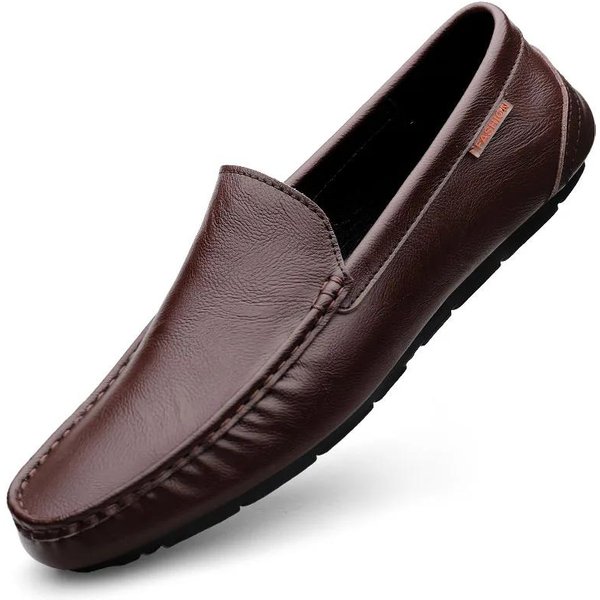 MęSkie Buty Codzienne Z Prawdziwej SkóRy Luksusowej Marki, MęSkie Mokasyny, Lekkie, OddychająCe, Wsuwane, WłOskie Buty Do Jazdy, Mokasyny 40 Gray-image