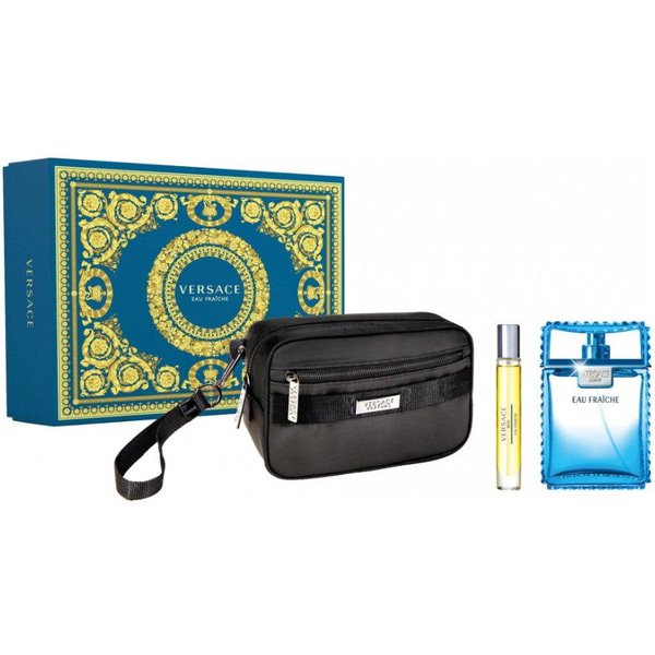 Zestaw Versace: Woda OdśWieżAjąCa, Woda Toaletowa, Dla MężCzyzn, 100 Ml + Woda OdśWieżAjąCa, Woda Toaletowa, Dla MężCzyzn, 10 Ml + Versace, Tekstylna Saszetka Gwp, Czarna-image