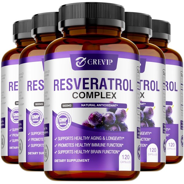 CáPsulas De Complejo De Resveratrol, 1800 Mg, Antioxidante Natural, Apoya La Salud InmunolóGica, Apto Para Hombres Y Mujeres 120*5-image