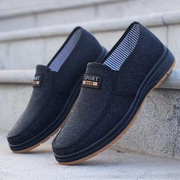 Zapatos De Lino De OtoñO Para Hombres De Mediana Edad Y Mayores Zapatos De Tela Del Viejo PekíN Suela Blanda De TendóN De Res Zapatos De Trabajo Para Papá Zapatos De Hombre De Un Pie 44-image