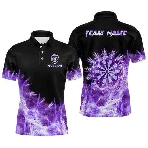Camiseta Polo GráFica De Dardos De Moda Para Hombre Nombre Personalizado BotóN De Solapa Camisas Polo Impresas En 3D Tendencia Oversize Holgada Camisetas Deportivas Para NiñOs L-image