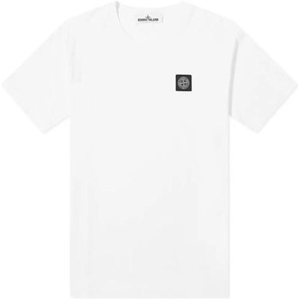 Camiseta Con Logo De Parche Stone Island Blanca Tops Unisex 741524113-V0001 S-image