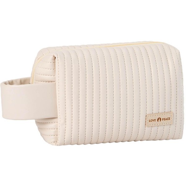 Bolsas CosméTicas De Maquillaje Con Asa Cremallera Gran Capacidad Piel PU Suave PortáTil Para Viaje Neceser-image