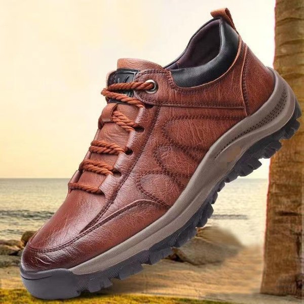 Zapatos De Hombre Nuevos Zapatos Casuales BritáNicos Antideslizantes Para Senderismo Al Aire Libre Zapatos De Cuero 44 Brown-image