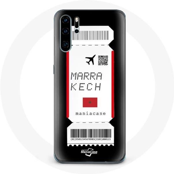 Funda Para Huawei P30 - Huawei - Billete De AvióN Marrakech Marruecos - Flexible - Negra - Mixta-image