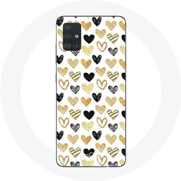Funda - Maniacase - Samsung Galaxy A51 5G - Flexible - Abstracto - Corazones Negro Amarillo Gris Gris-image