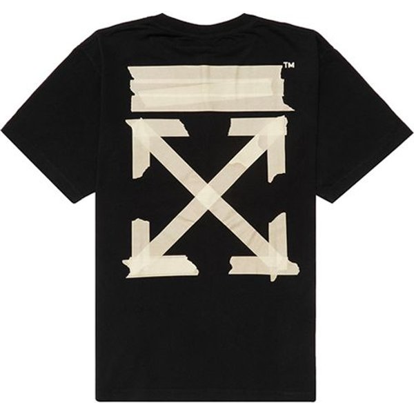 Parche De Cinta Flecha Dorada Off-White Camiseta CláSica Tops Para Hombre Negro OMAA038G20JER0021048 XS-image