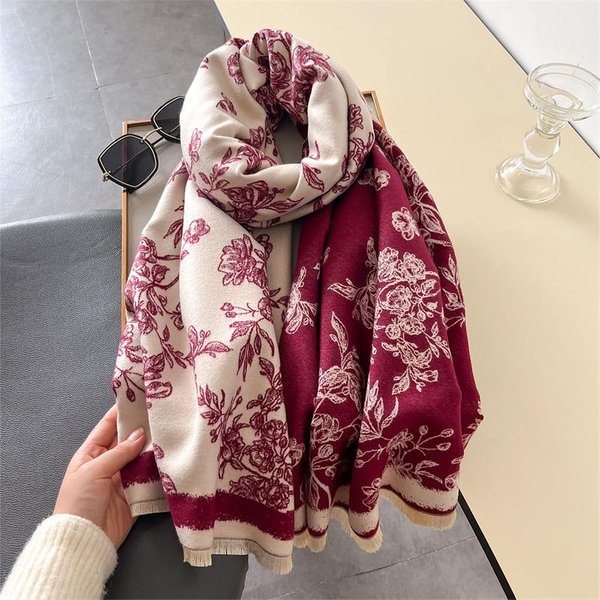 CiepłY Luksusowy Kaszmirowy Szalik Damski Gruby Drukowany Szal I Chusty Damski Koc Foulard Zimowy Pashima Bandana Bufanda Brown-image