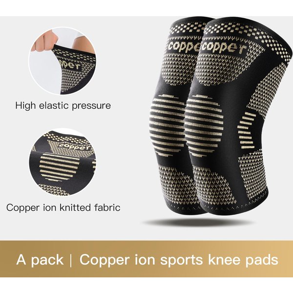 2 Piezas Rodillera De Cobre Perfecta Para El Dolor De Artritis Soporte CaracteríSticas-Rodillera De Cobre Ideal Para El Dolor De Rodilla Manga De CompresióN Para Deporte Dolor De Rodilla 2XL-image