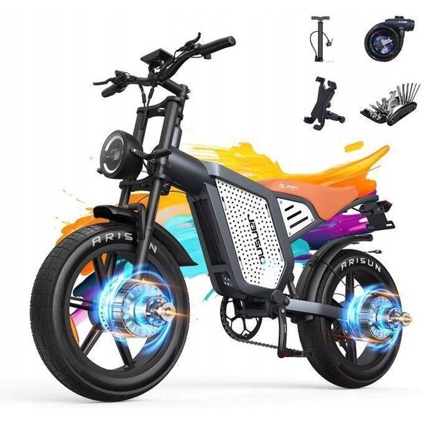 Rower Elektryczny - Jansno - X60G - 1500W - Bateria 48V 23Ah - ZasięG 55KM - Maks. PręDkość 56 Km/H Szary-image