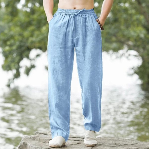 MęSkie BawełNiane Lniane Spodnie Hawajskie Wakacje Wakacyjne Spodnie PlażOwe OddychająCa Odzież Uliczna Casual Spodnie LuźNe MęSkie Spodnie S-image