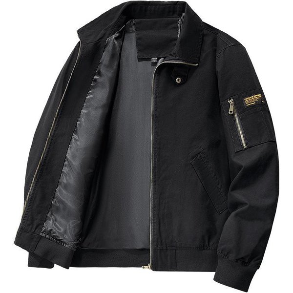 Chaqueta De Vuelo Retro Para Hombre, Chaqueta De Trabajo Para OtoñO E Invierno, Chaqueta Informal Holgada. 2XL Black-image