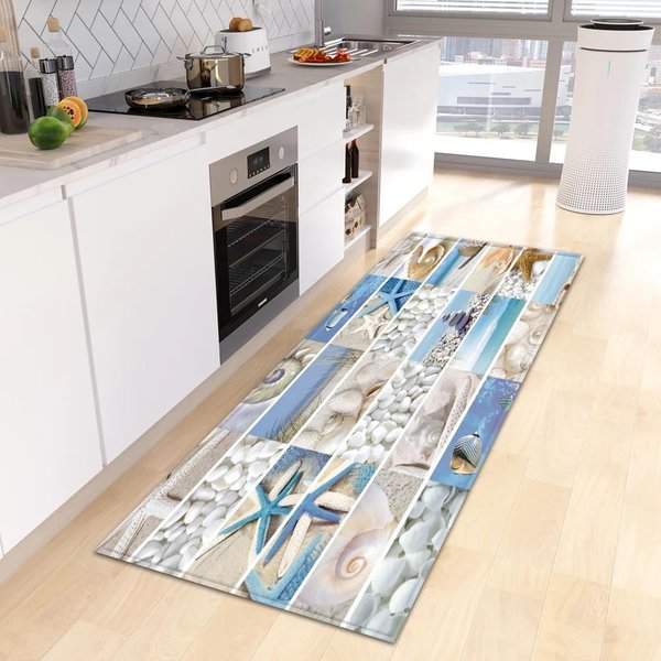 Alfombra Con Estampado De Conchas De Estrella De Mar De Playa Felpudo De Entrada Alfombra De Cocina Para Sala De Estar Dormitorio DecoracióN Del Hogar Pasillo BalcóN Alfombra Antideslizante 40X60Cm 16X24 Inch-image
