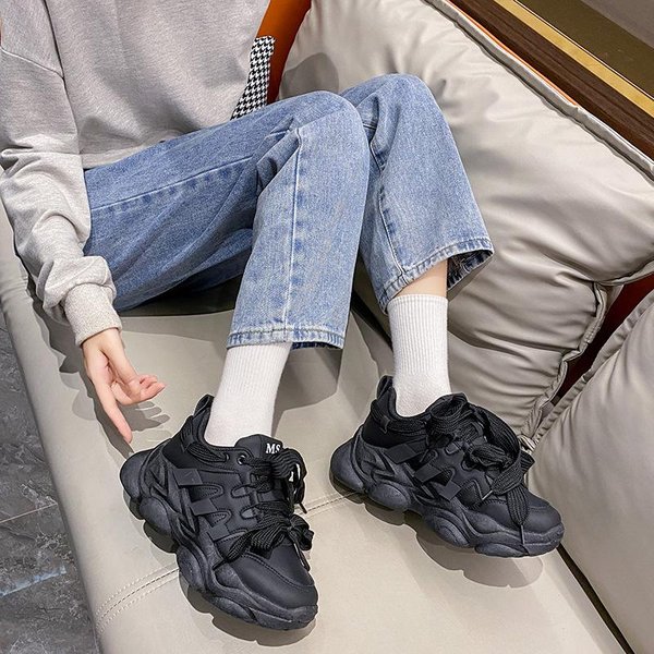 VersióN Coreana De Zapatos De Papá Para Mujer, Nuevos Zapatos Deportivos Para Correr Para Estudiantes De Primavera, Zapatos Casuales Que Aumentan Los Tiroteos Callejeros 40 Gray-image