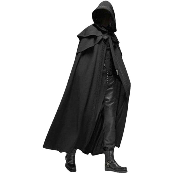 PłAszcz Z Kapturem Na Halloween Unisex MężCzyźNi Kobiety Peleryna Jednolity, DłUgi PłAszcz Rola Kostiumy Cosplay Znosić Retro S-image
