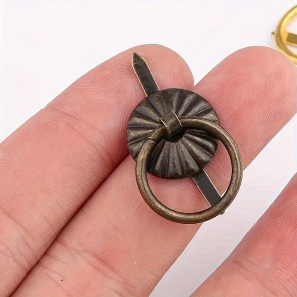 Pomos MetáLicos De Bronce Antiguo Para Armarios - Tiradores De Anillo Vintage Para Joyeros, Cajones De Tocador Y Decoraciones De Armarios-image