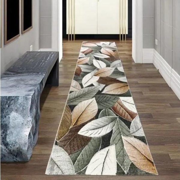 Minimalistyczny Dywanik Biegacz WzóR LiśCiasty Zmywalny Dywan Do Przedpokoju WejśCia Sypialni Salonu Kuchni Dekoracja Domu 50X150Cm-image