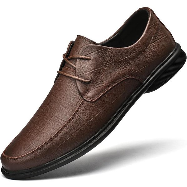 Zapatos De Cuero Para Hombre Cuero Genuino Cuero Suave Zapatos De Suela Blanda Primavera Y Verano Zapatos Negros Nuevos Zapatos Casuales De Cuero Para Hombre 44 MarróN-image