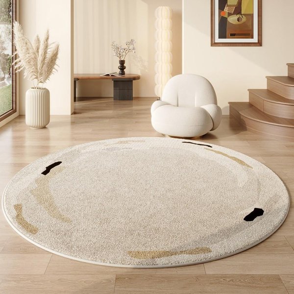 Nowoczesny OkrąGłY Dywan Z Nieregularnymi Liniami Do Sypialni Salonu PodłOga Wodoodporny AntypośLizgowy Odporny Na Plamy WystróJ Domu 100X100CM(3.3X3.3FT-image