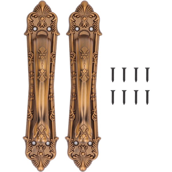 Juego De 2 Manijas Y Tiradores Para Puertas Corredizas De Granero, De AleacióN De Aluminio Y Bronce, Para Puertas Corredizas.-image
