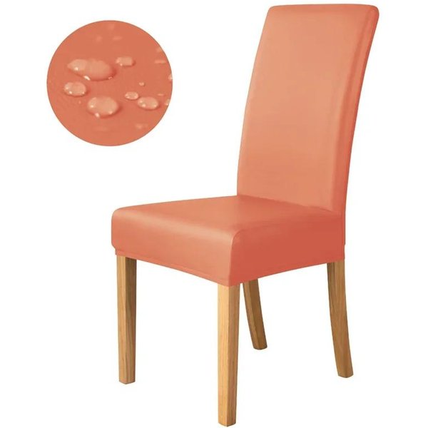 1/4 Piezas Fundas Impermeables De Cuero PU Para Silla De Comedor Anti-Suciedad EláSticas Funda Para Silla Protector De Asiento De Silla Para Sala De Estar Cocina 1 Piece Chair Cover Beige-image