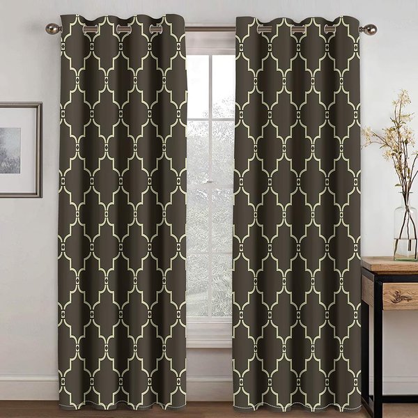 Cortinas Grises Y Blancas Con Estampado GeoméTrico Marroquí Para DecoracióN De Ventanas Francesas, Hogar, SalóN, Dormitorio, Sala De Estar 170W200H(Cm)67X78In&Hook-image