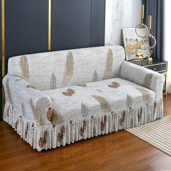 1 Funda EláStica Estampada Para Sofá Con Falda, Protector De Muebles Para Dormitorio, Oficina, Sala De Estar, DecoracióN Del Hogar. Medium-image