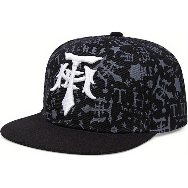 Kreatywna Nowa Czapka Baseballowa T Haft Graffiti Hiphopowa Czapka Moda Uliczna Dekoracyjna Czapka Codzienna Rekreacyjna Czapka Z PłAskim Daszkiem Unisex-image