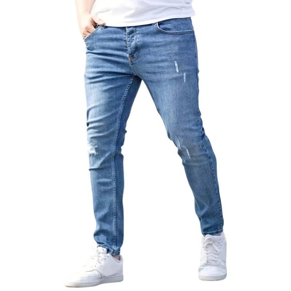 MęSkie Spodnie Proste Slim Fit Modne Jeansy Jednolite Spodnie OłóWkowe Odzież MęSka MęSkie Jeansy Casualowe Spodnie Skinny Elastyczne DżInsowe Spodnie XXL Gray-image