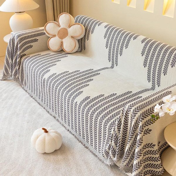 Funda De Sofá De Chenilla Antideslizante Toalla De Sofá A Rayas Fundas De Sofá Engrosadas Para Sala De Estar Toalla De Sofá Tipo L Tela De DecoracióN Para El Hogar FrancéS 180X130Cm1Pcs-image