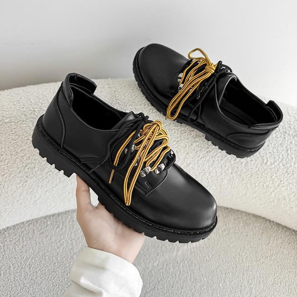 Modne Buty MęSkie Na Platformie Styl Brytyjski Buty Derby Dla MężCzyzn MięKka Podeszwa Komfortowe MęSkie Trampki I Buty Codzienne Tenis Masculino 43 Czarny-image
