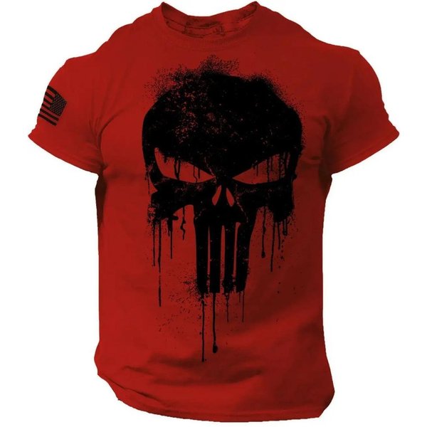 Camiseta Para Hombre 3D Estampado Militar PatrióTico Calavera Camiseta CaíDa Oversize Manga Corta Ropa Deportiva Ropa De Hombre Camisetas Superiores 6XL Black-image