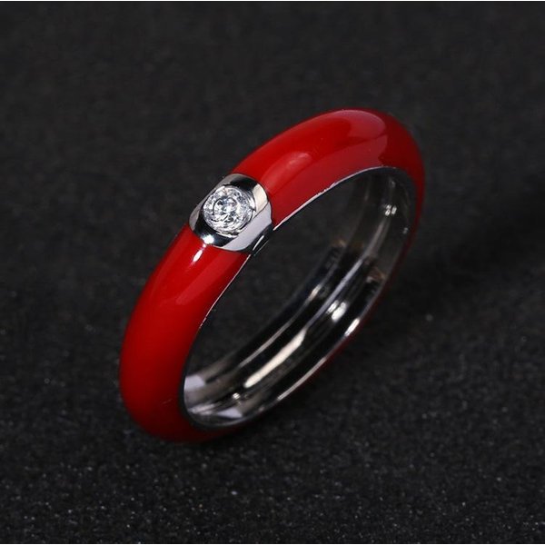 Anillo Creativo Para Mujer Europeo Y Americano Retro Esmalte De Color Anillo Minimalista Chapado En Oro No. 10 Red-image