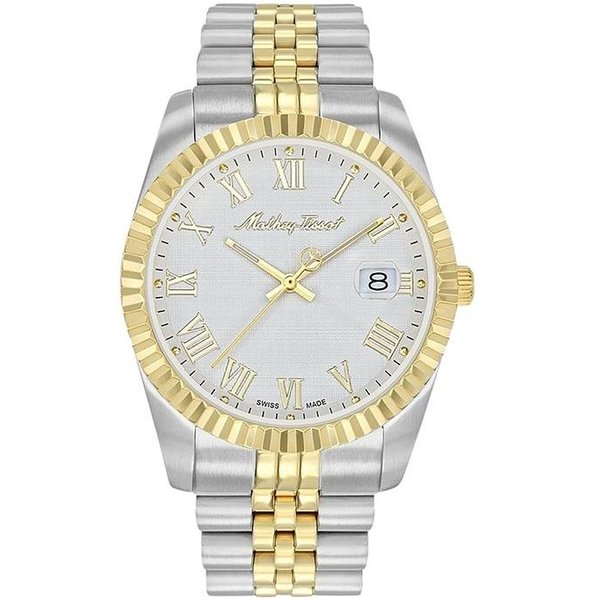 Reloj Para Hombre Mathey-Tissot Mathy III Romano Bicolor Acero Inoxidable Esfera Blanca Cuarzo H810BBR Blanco-image