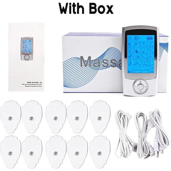 MáQuina De Tens Estimulador Muscular EMS 16 Modos Canal Doble Carga USB Masajeador De Pulsos ElectróNicos Para Alivio Del Dolor-image