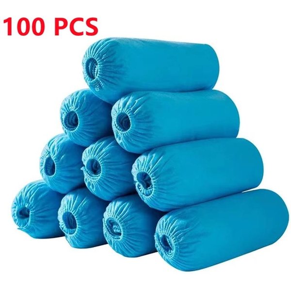 Cubrezapatos Desechables 100PCS Antideslizantes Duraderos Impermeables Cubrebotas Para Suelos Interiores Exteriores Lugar De Trabajo Zapatos Botines Protector Blue-image