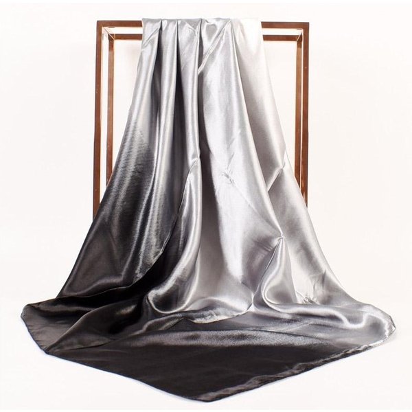 PañUelo De Seda Para La Cabeza Mujeres Lujo Moda PañUelos Para El Cabello Verano Foulard Femme Chal De SatéN PañUelo Cuadrado Para La Cabeza NiñAs Bandana Cheve 90X90Cm Gray-image