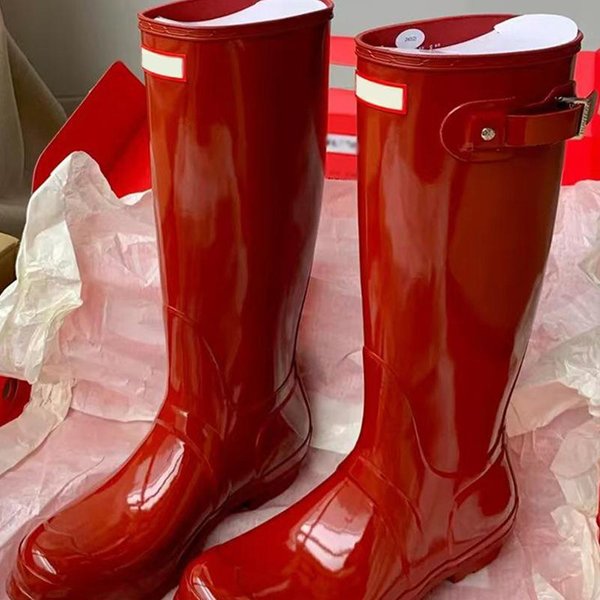 Botas De Lluvia De CañA Alta Para Mujer 2026 Nuevas Botas Impermeables Para Exteriores Botas De Lluvia De CañA Larga 38 Rojo-image