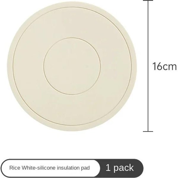 ŻAroodporna Pogrubiona PodkłAdka Silikonowa OkrąGłA Mata Do Kuchenki Mikrofalowej Mata Silikonowa PodkłAdka Izolacyjna 16Cm&Round Beige-image