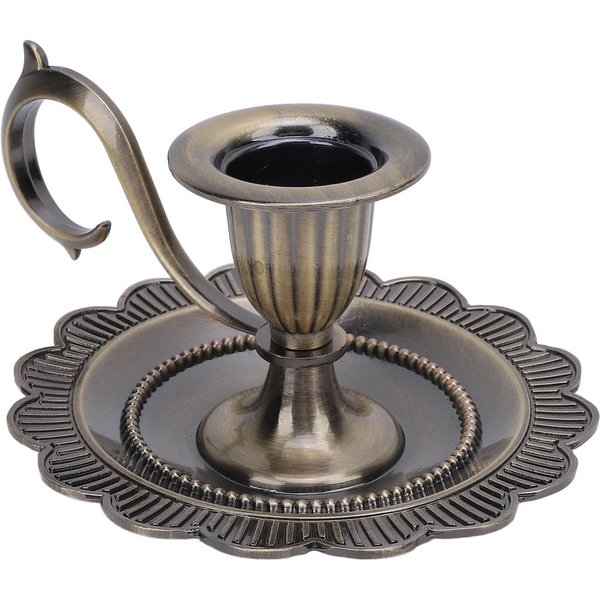 Portavelas De Mano Retro Vintage Con Asa Soporte AleacióN De Zinc Estilo Europeo Mesa Luz De Velas De Bronce Antiguo-image