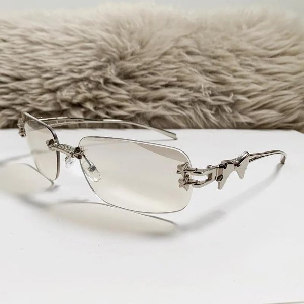 Y2K Vintage Kwadratowe Bezoprawkowe Urocze Okulary PrzeciwsłOneczne Z Kokardką Damskie Luksusowe Designerskie Okulary PrzeciwsłOneczne Punk Popularne Hip Hop Gwiazda Z Nitami Okulary Gray-image