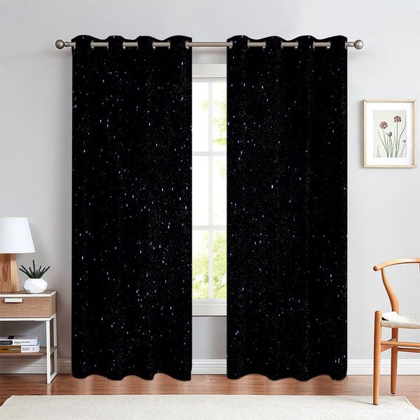 Cortinas Estrellas MáGicas 3D Planeta Saturno JúPiter DecoracióN HabitacióN Infantil Sala De Estar Dormitorio Cocina BalcóN Cortinas Para Ventana 2 Uds 50W130H(Cm)X2Pcs&Hook-image