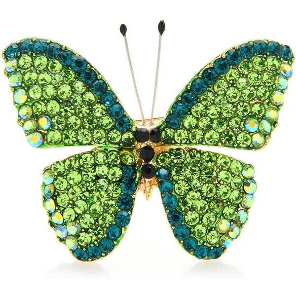 Broches De Mariposa Completos De PedreríA Para Mujeres Unisex Color Insecto Bodas Oficina Pines De Broche Regalos Verde-image