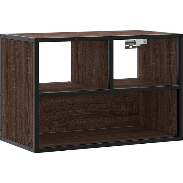 Szafka RTV DąB Efekt BrąZowy 60 X 31 X 39,5 Cm PłYta WióRowa I Metal-image