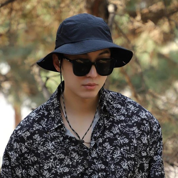 60-65Cm Talla XXL Cabeza Grande Sombrero Hombres Verano Exterior Jungla Gorra De Pescador Ligero Protector Solar Secado RáPido Sombrero De Cubo Solar (Black,Adjustable60-65Cm) Negro-image