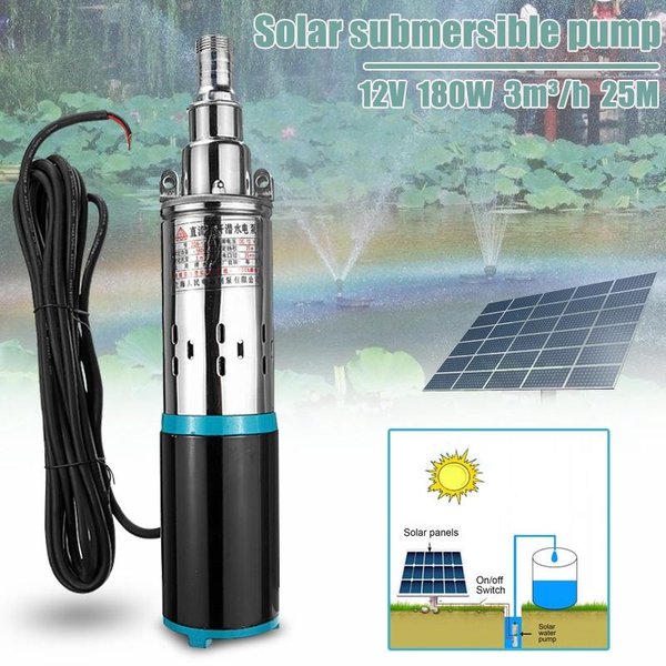 Bomba De Agua De Pozo Profundo Solar, Sumergible De Acero Inoxidable, 3M3/H, 12V/24V Cc, 180W 24V-image